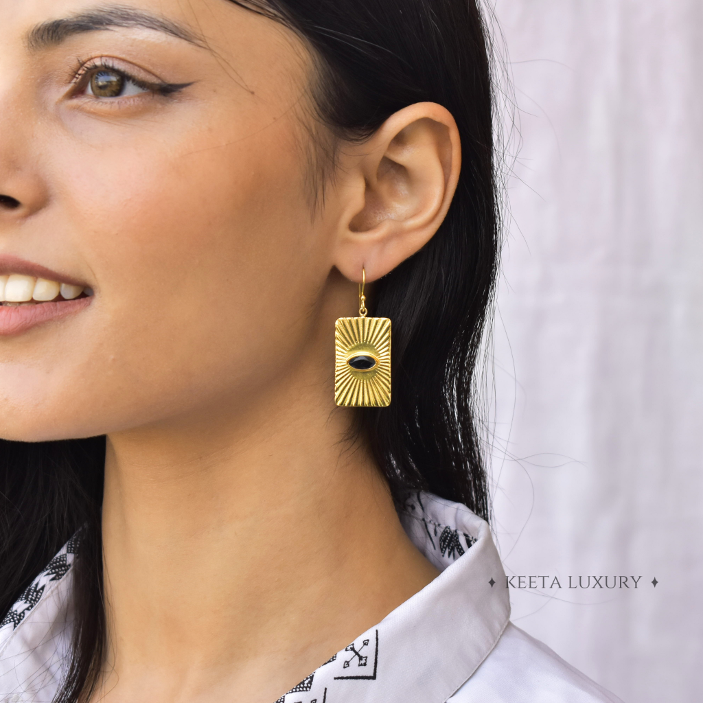 Evil Eye - Black Onyx Earrings -
