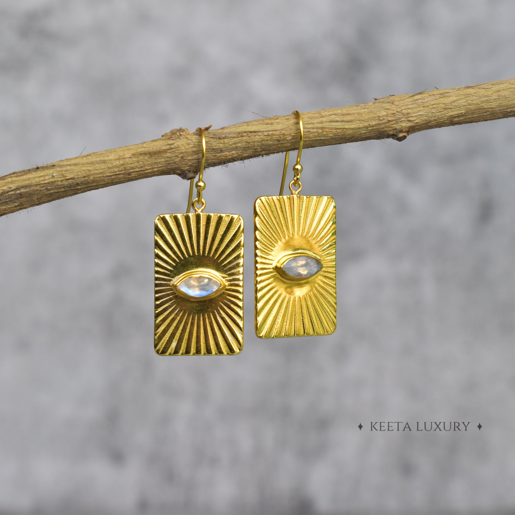Evil Eye - Moonstone Earrings -