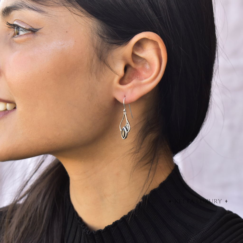 Eye Luring- Black Onyx Earrings -