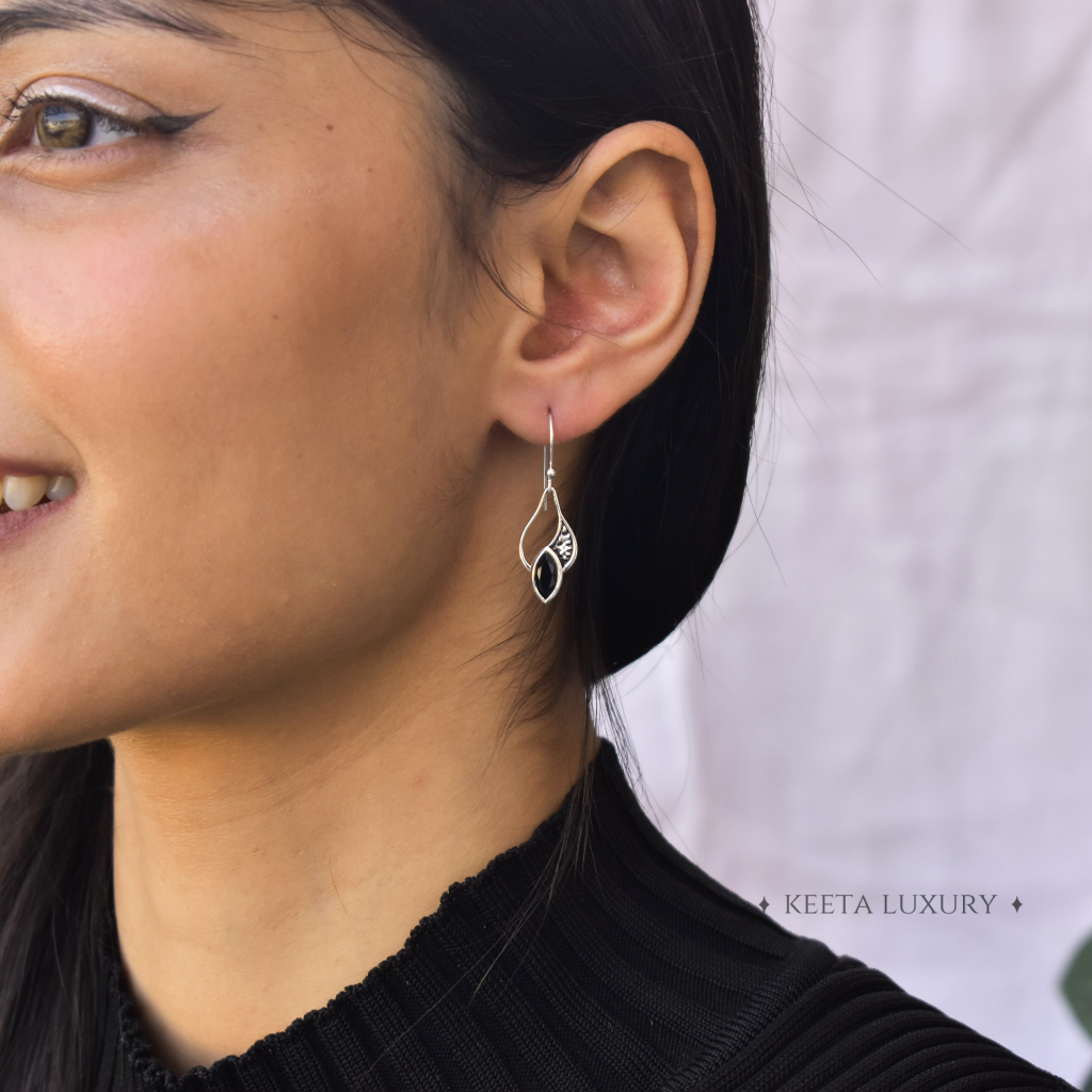 Eye Luring- Black Onyx Earrings -