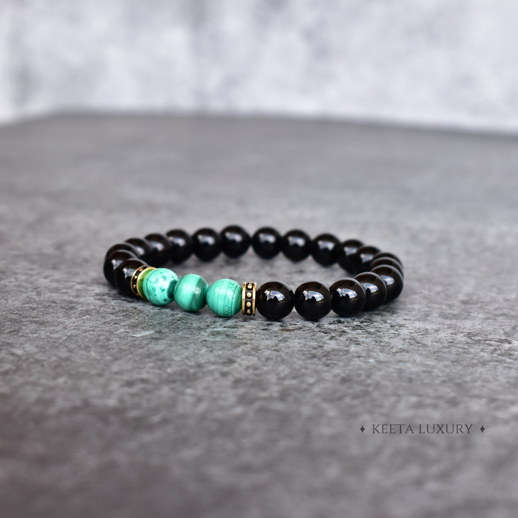 Flourish - Malachite and Onyx Bead Bracelet -