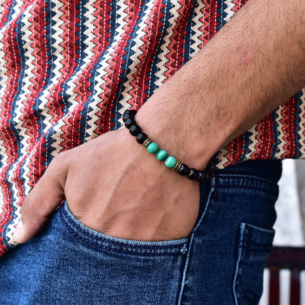 Flourish - Malachite and Onyx Bead Bracelet -
