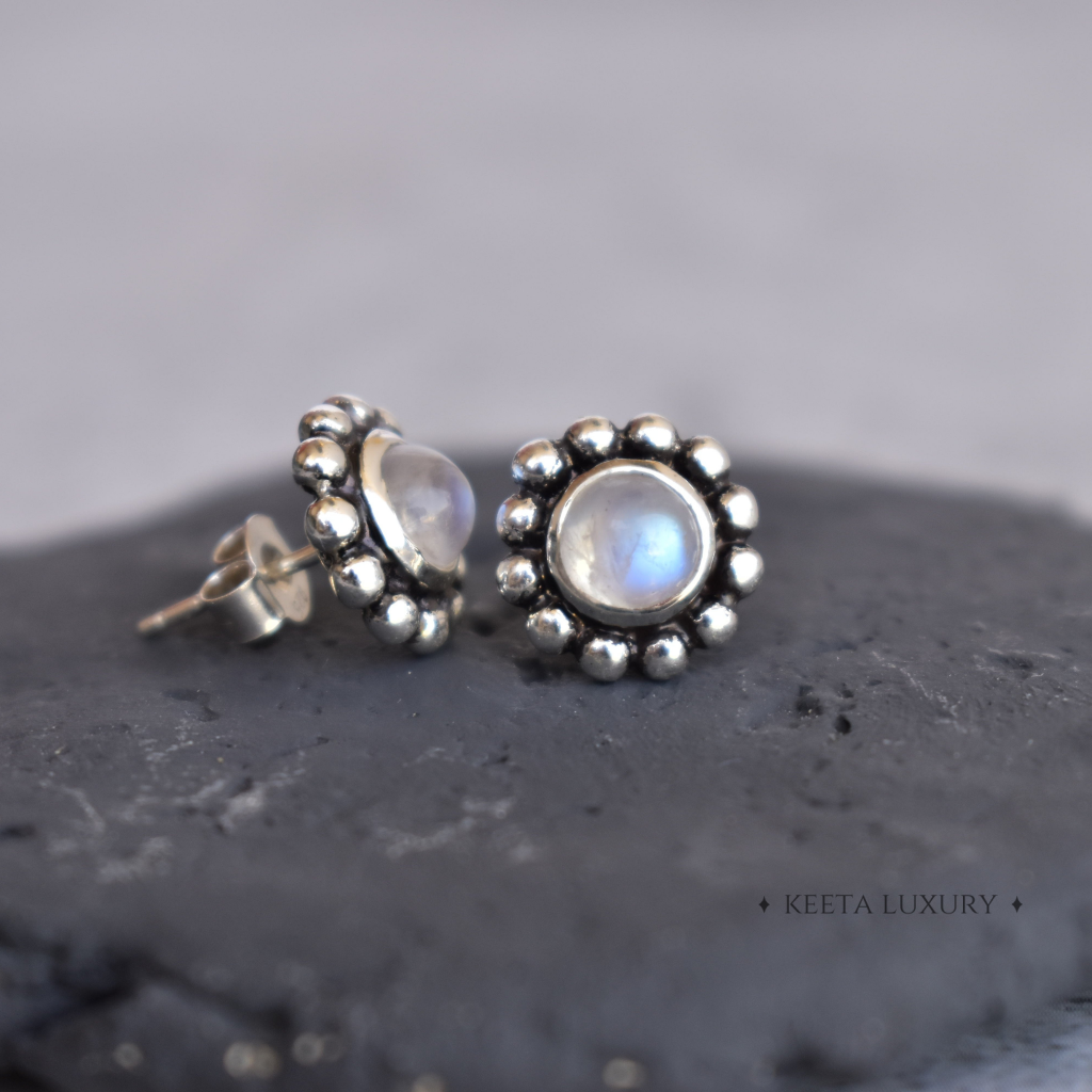Flower Child - Moonstone Studs -