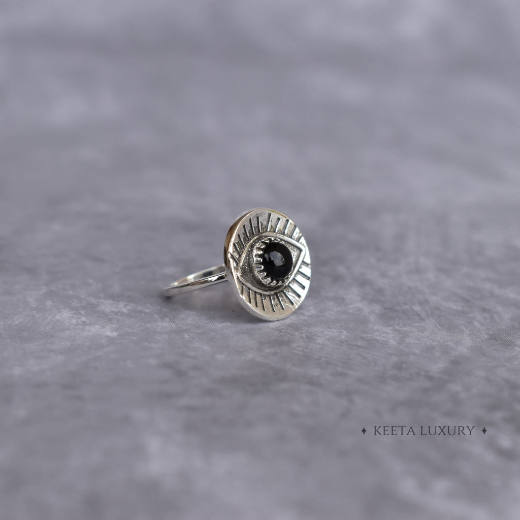 Gaze Guardian- Black Onyx Ring -