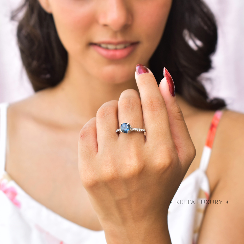 Glistening Waters - Blue Topaz Ring -