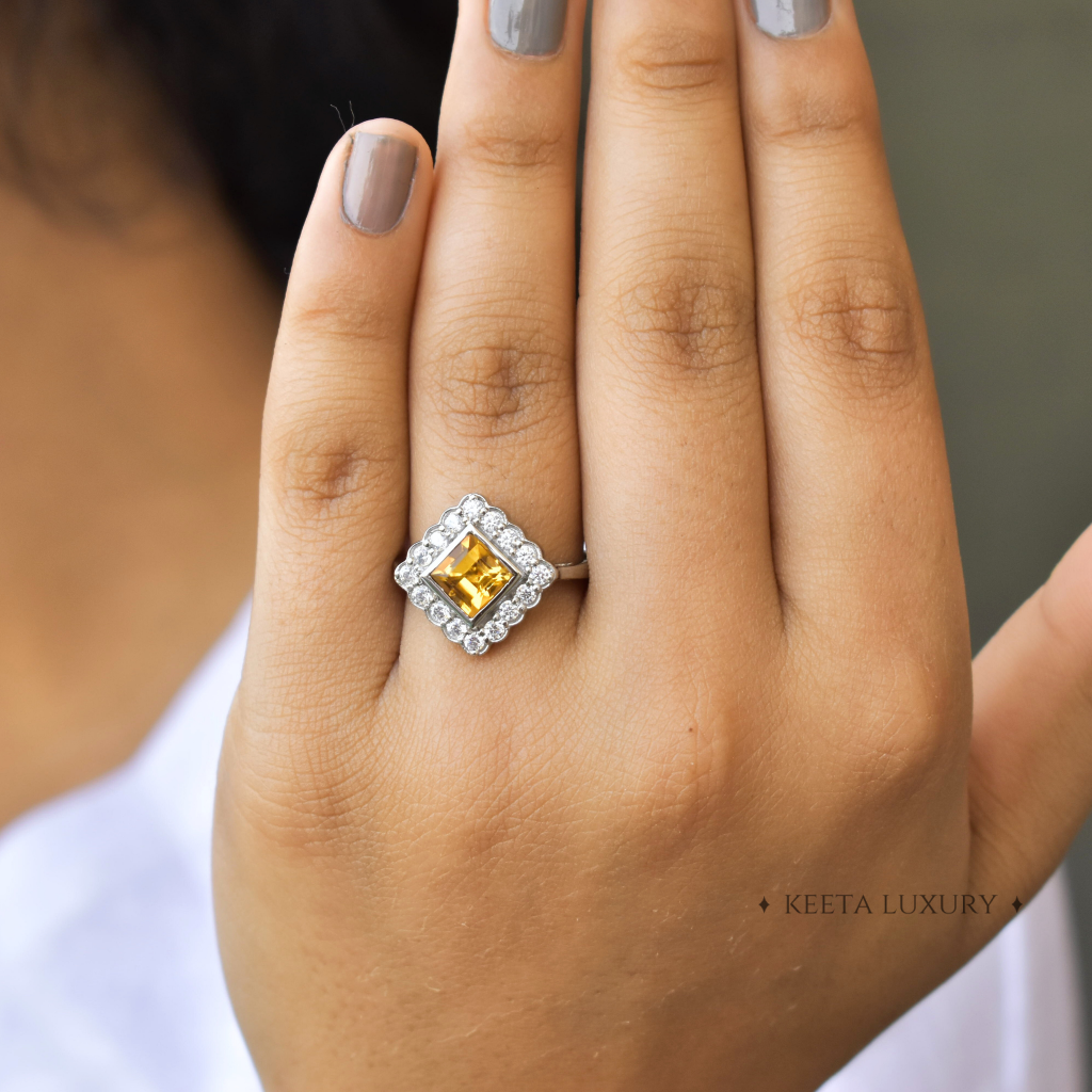 Golden Crown - Citrine Ring -