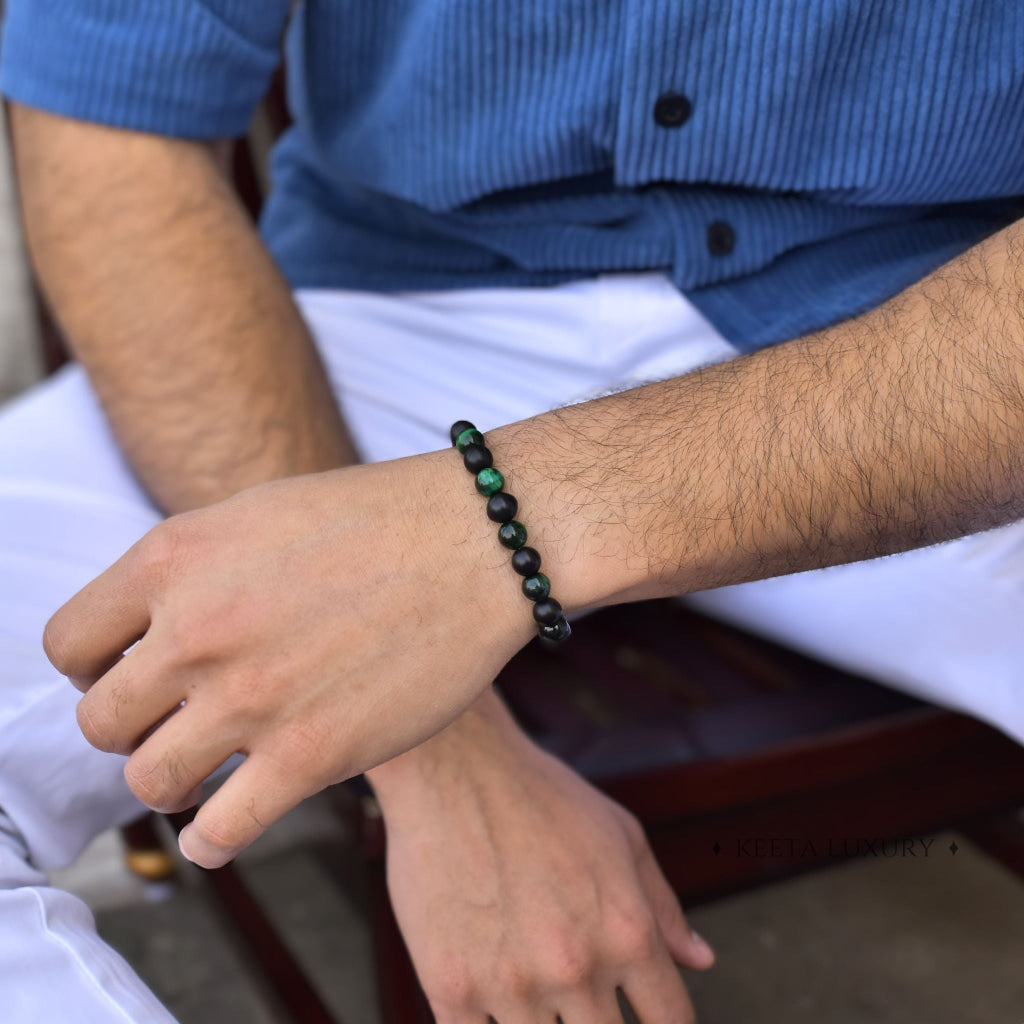 Green Harmony - Tiger's Eye & Black Onyx Bracelet -