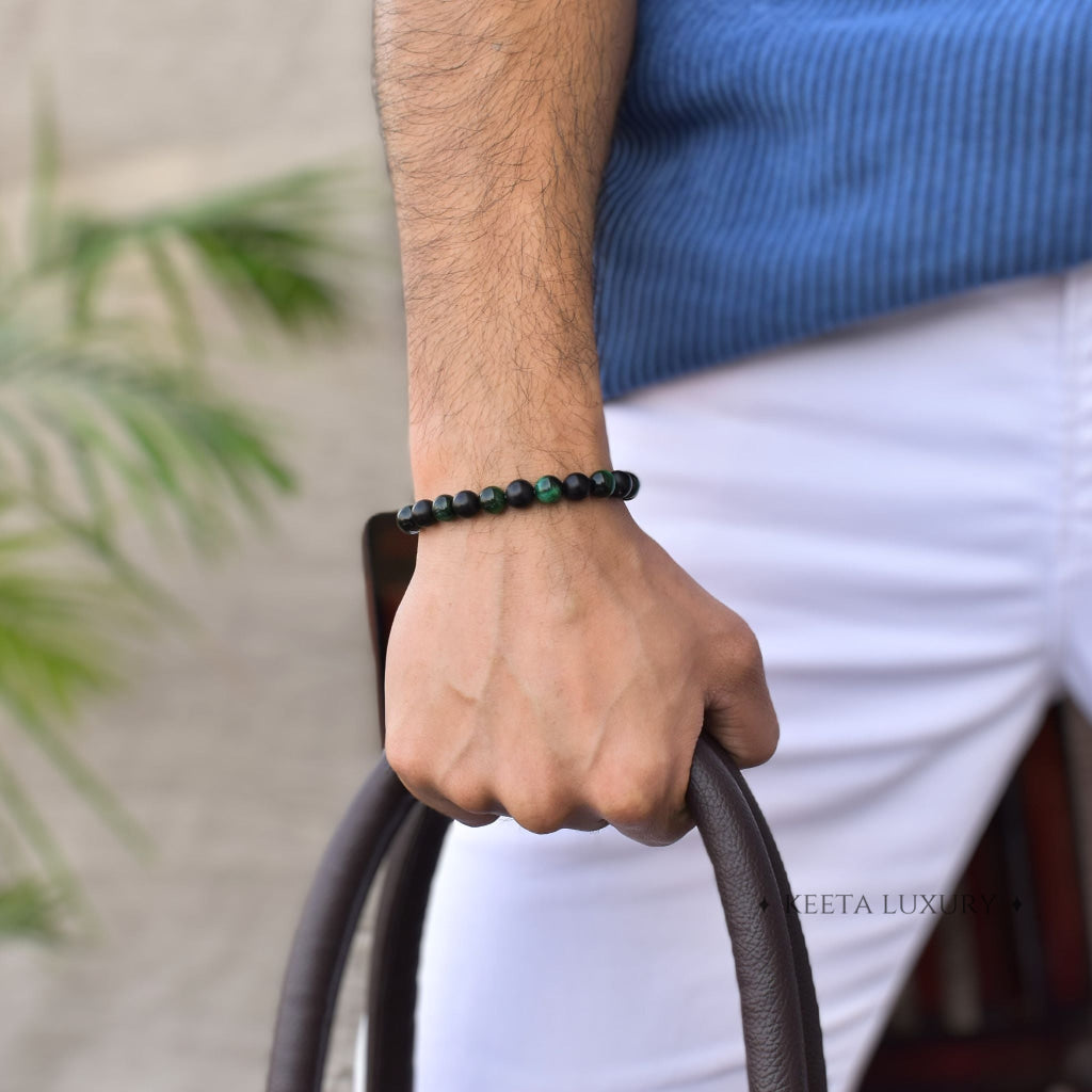 Green Harmony - Tiger's Eye & Black Onyx Bracelet -