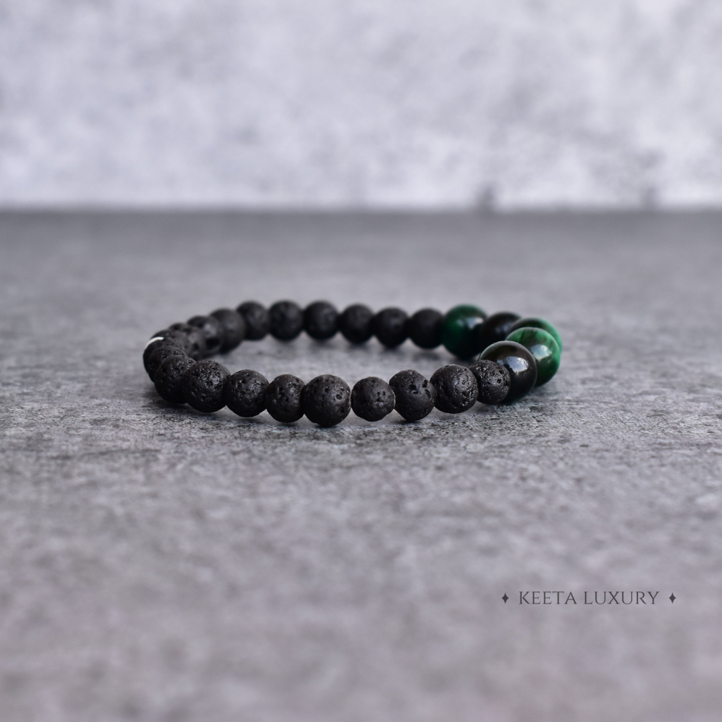 Green Nurture - Lava And Green Tiger Eye Bracelets -