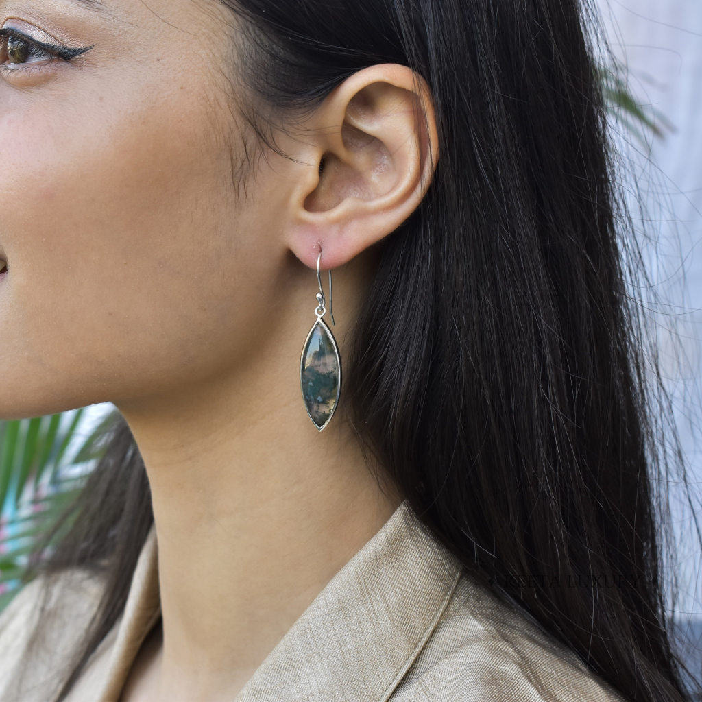 Greenery - Moss Agate Earrings -