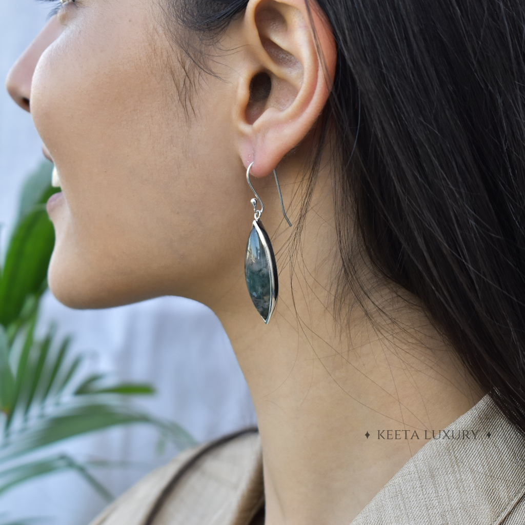 Greenery - Moss Agate Earrings -