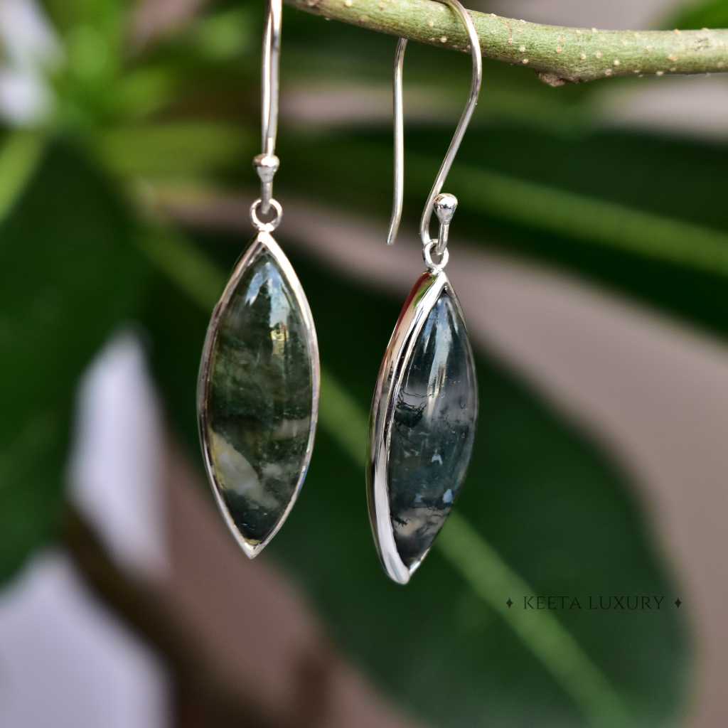 Greenery - Moss Agate Earrings -