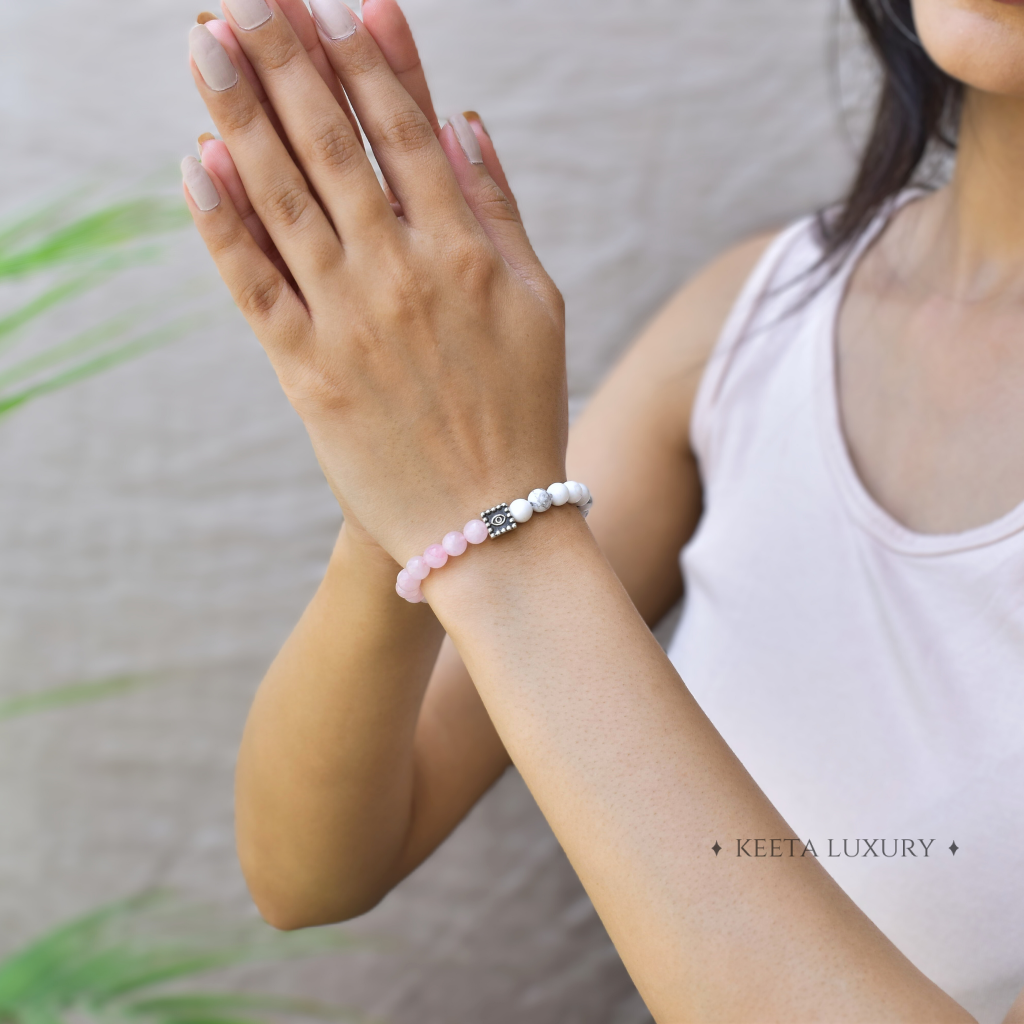 Guardian Eye - Rose Quartz & Howlite Bracelets -