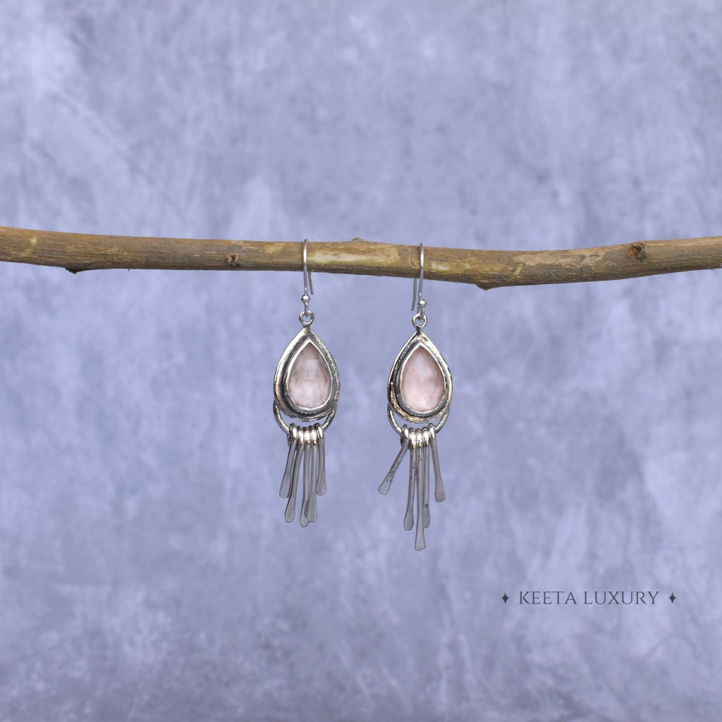 Gypsy Tears - Rose Quartz Earrings -