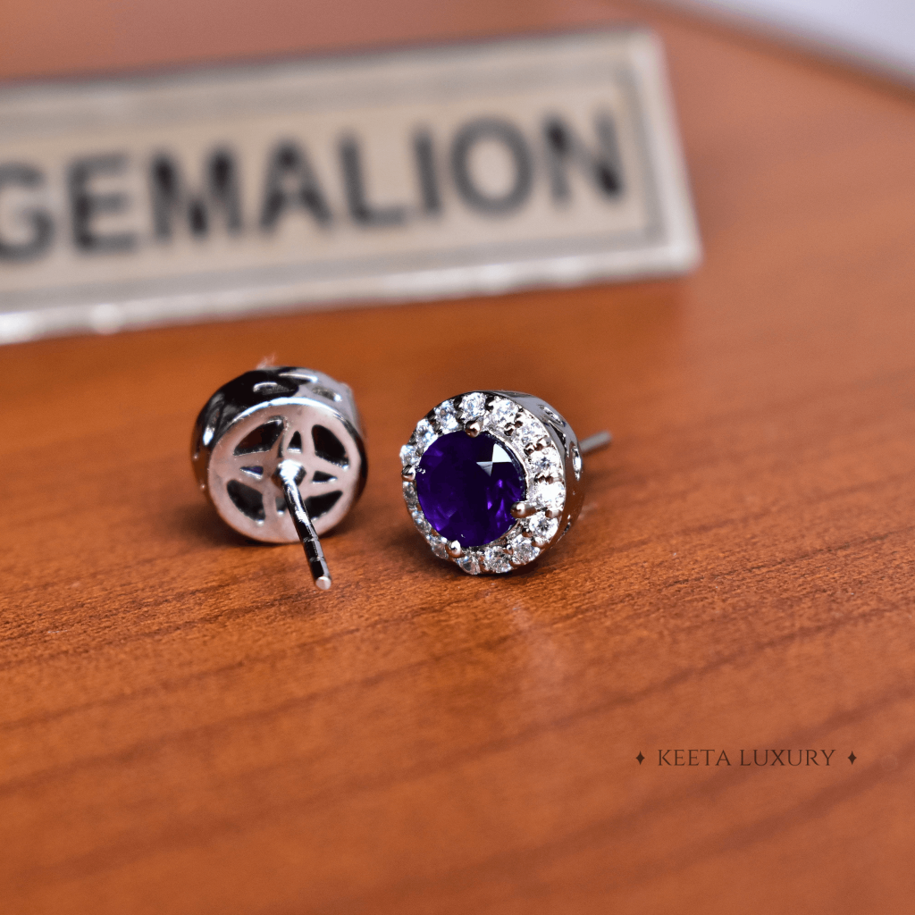 Halo Bridal - Amethyst Earrings -
