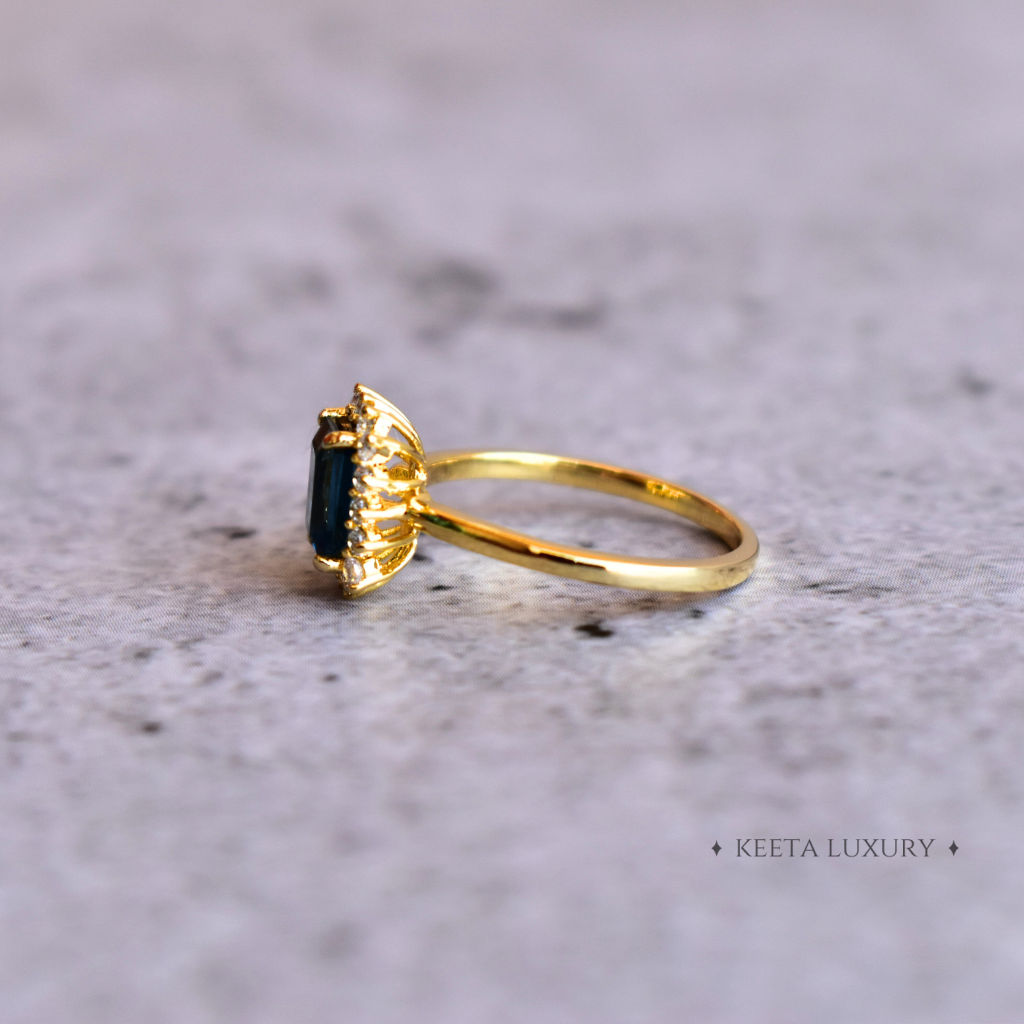 Halo Sparkle - Blue Topaz Ring -