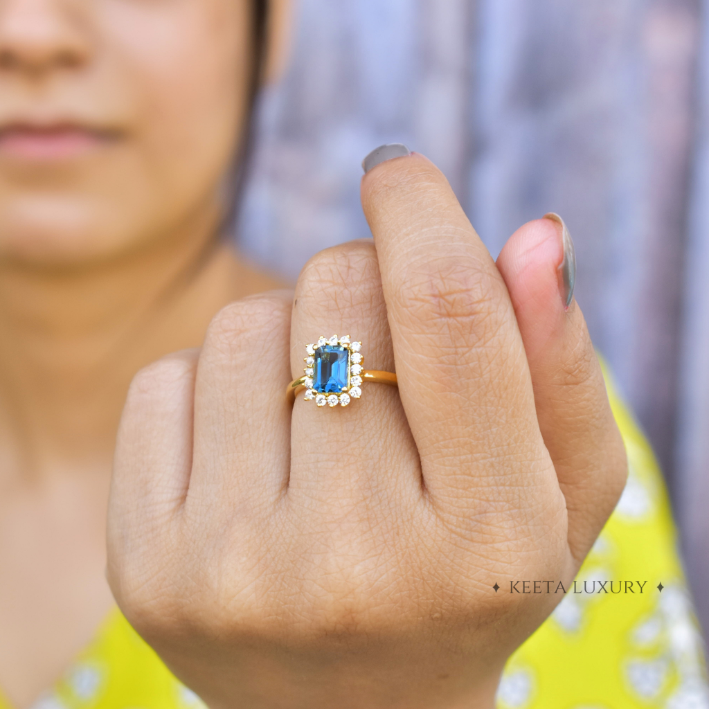 Halo Sparkle - Blue Topaz Ring -