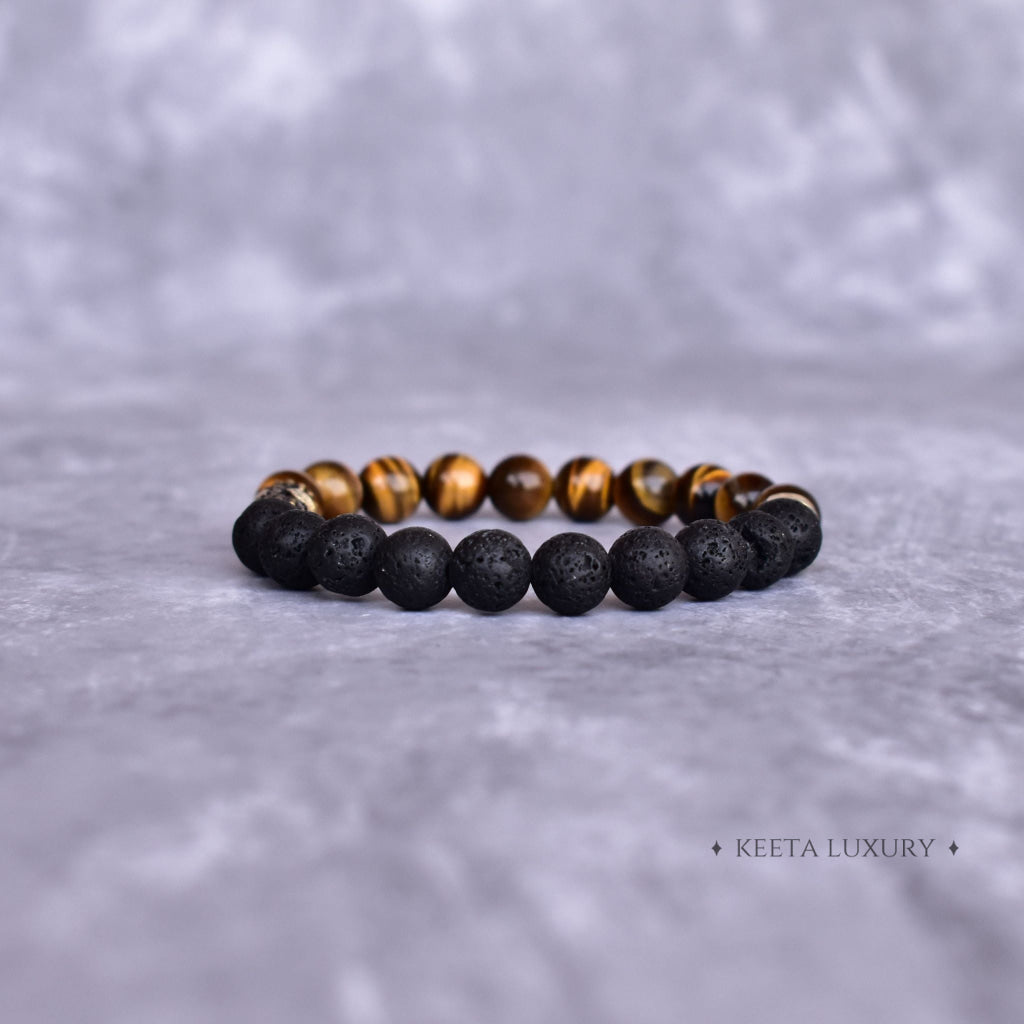 Hamsa Protection - Tiger's Eye & Lava Bracelets -
