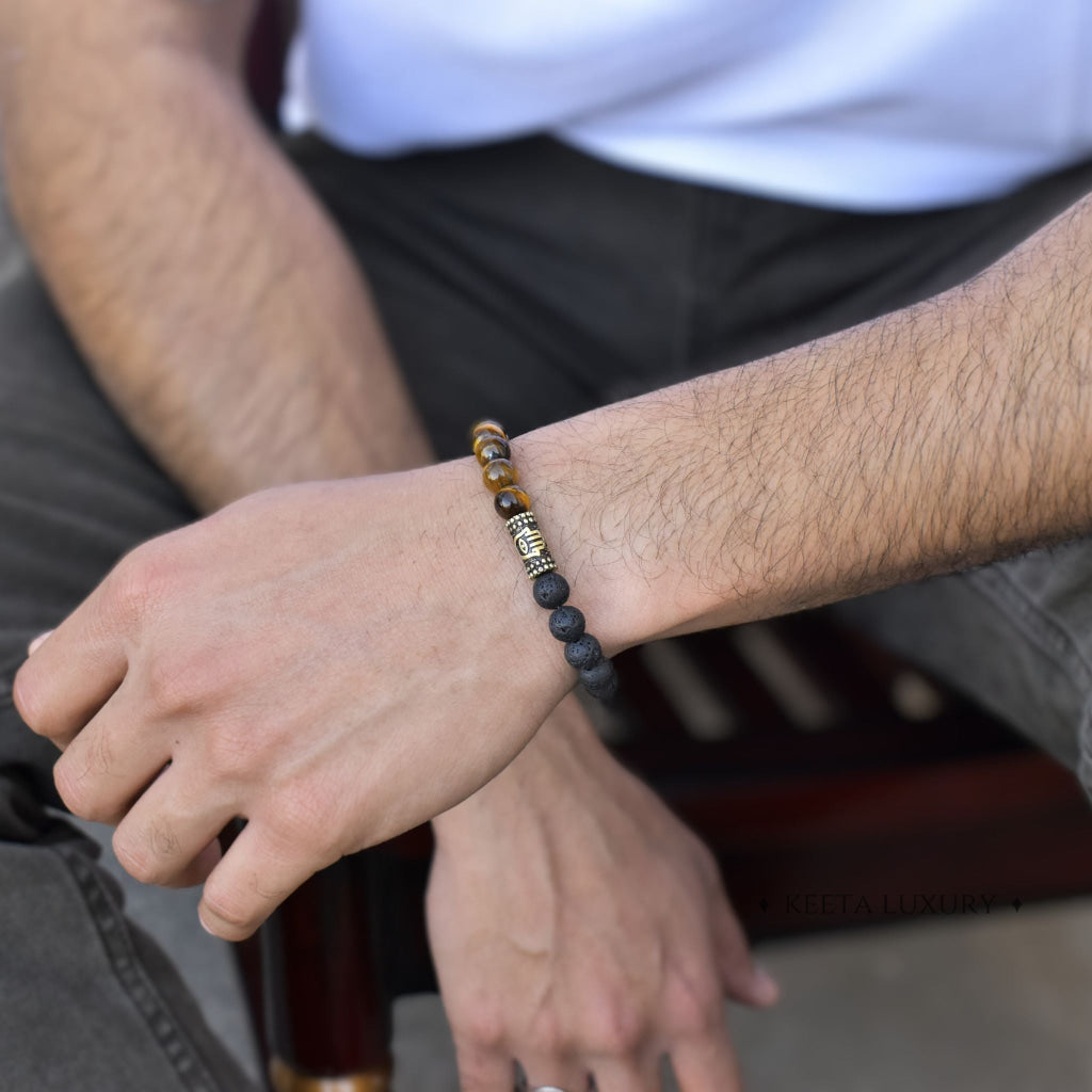 Hamsa Protection - Tiger's Eye & Lava Bracelets -