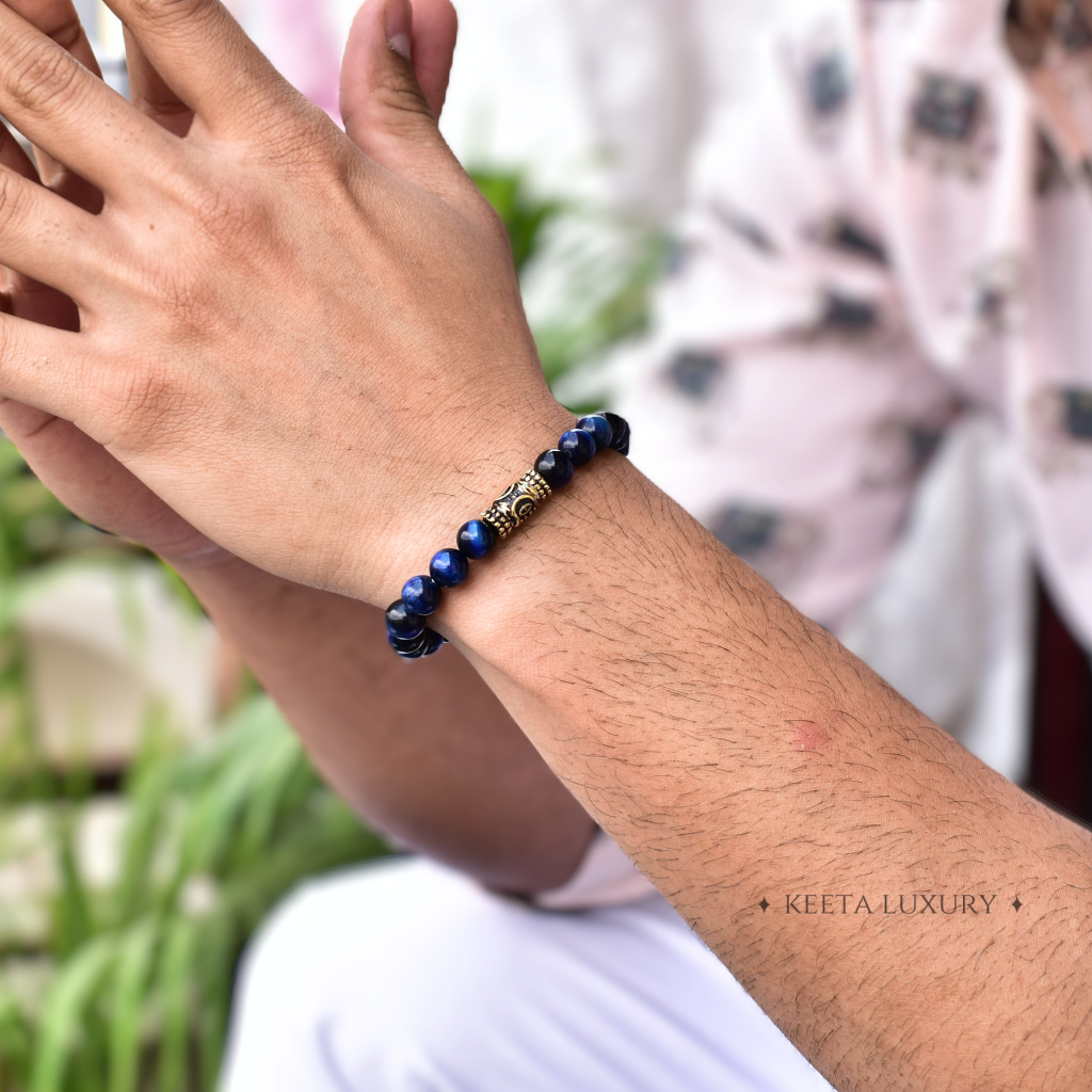 Hamsa Protector - Blue Tiger Eye Bracelet -