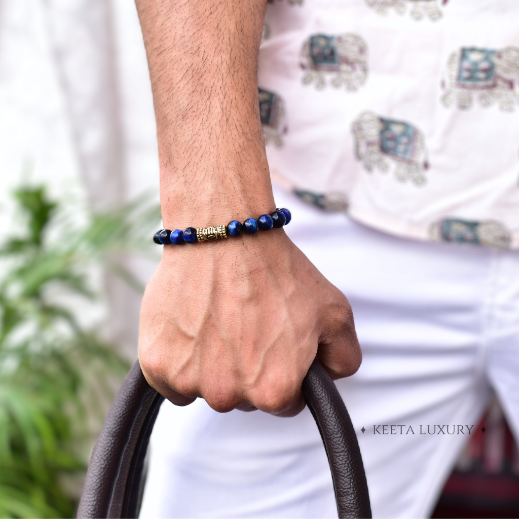 Hamsa Protector - Blue Tiger Eye Bracelet -