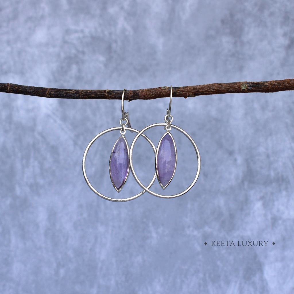 Hoop Glimmers - Amethyst Earrings