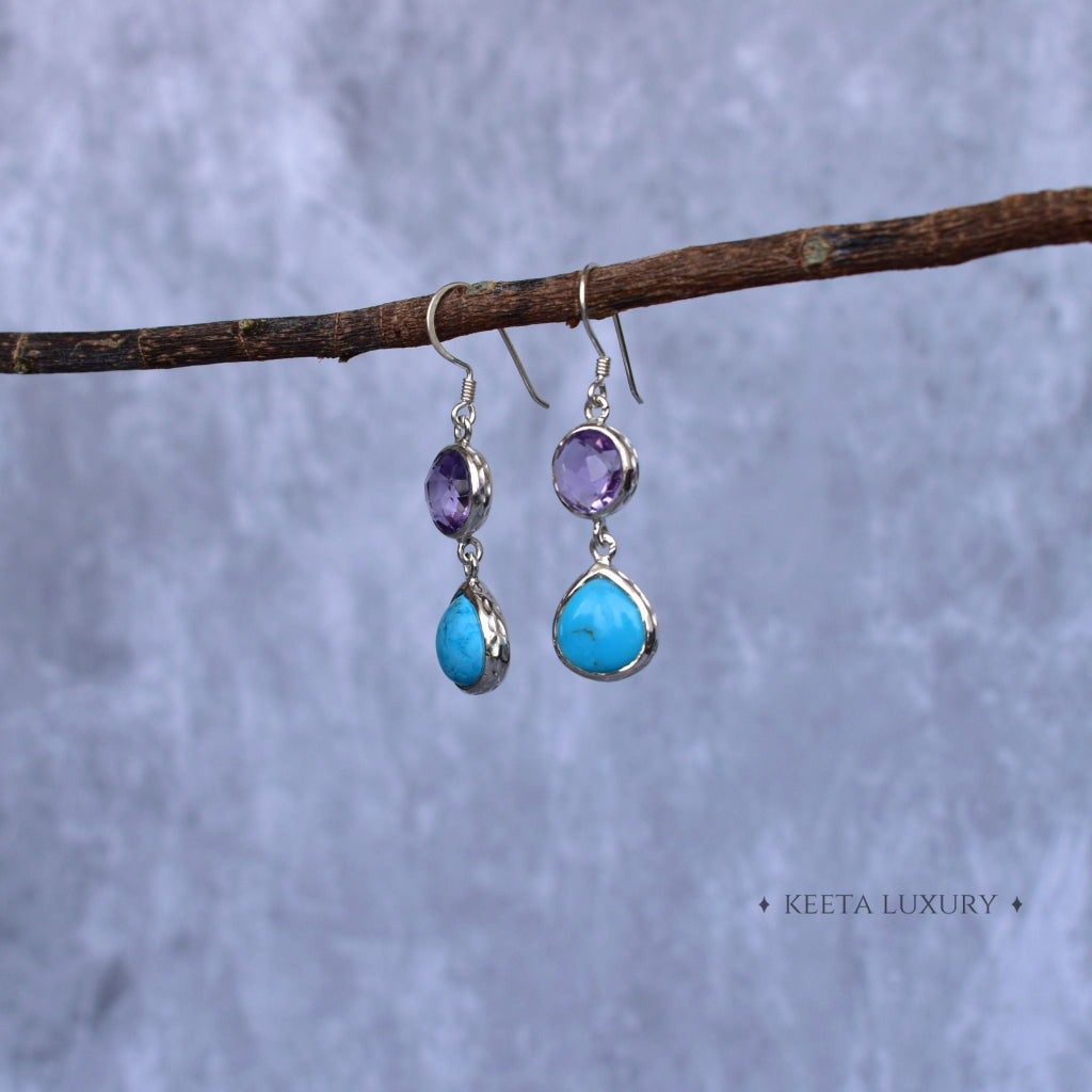 Hybrid - Amethyst & Turquoise Earrings