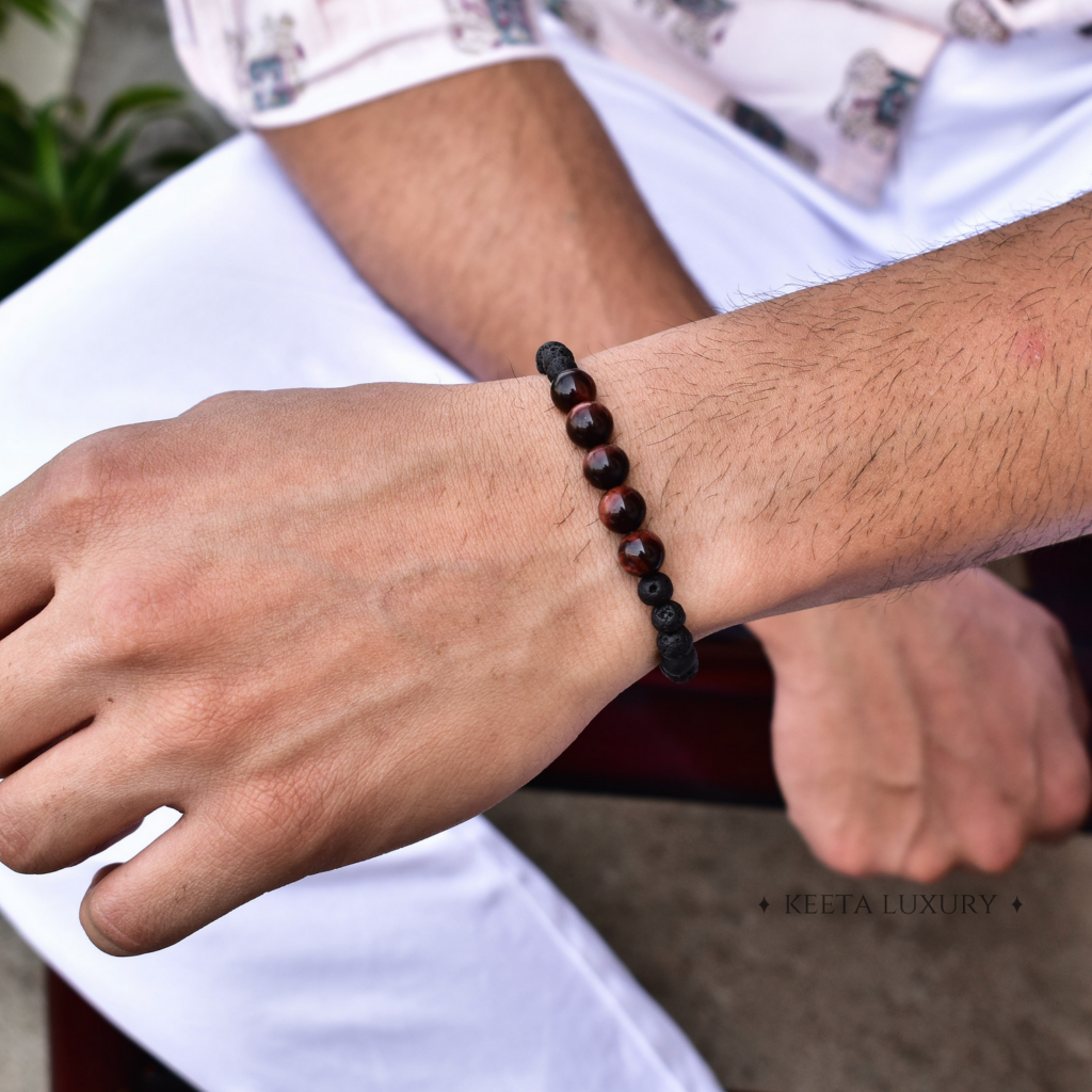 Jaguar - Lava And Red Tiger Eye Bracelets -