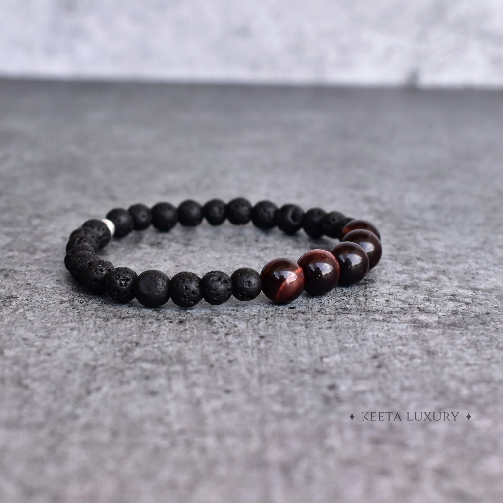 Jaguar - Lava And Red Tiger Eye Bracelets -