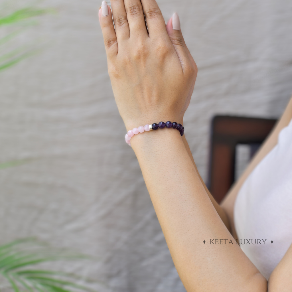 Lavender Dreams - Rose Quartz & Amethyst Bracelets -