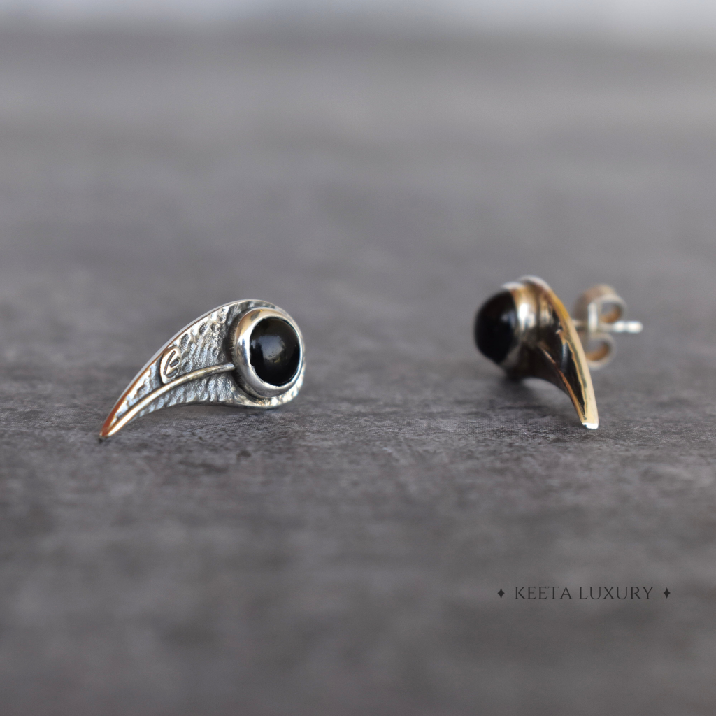 Leaf Bud - Black Onyx Studs -