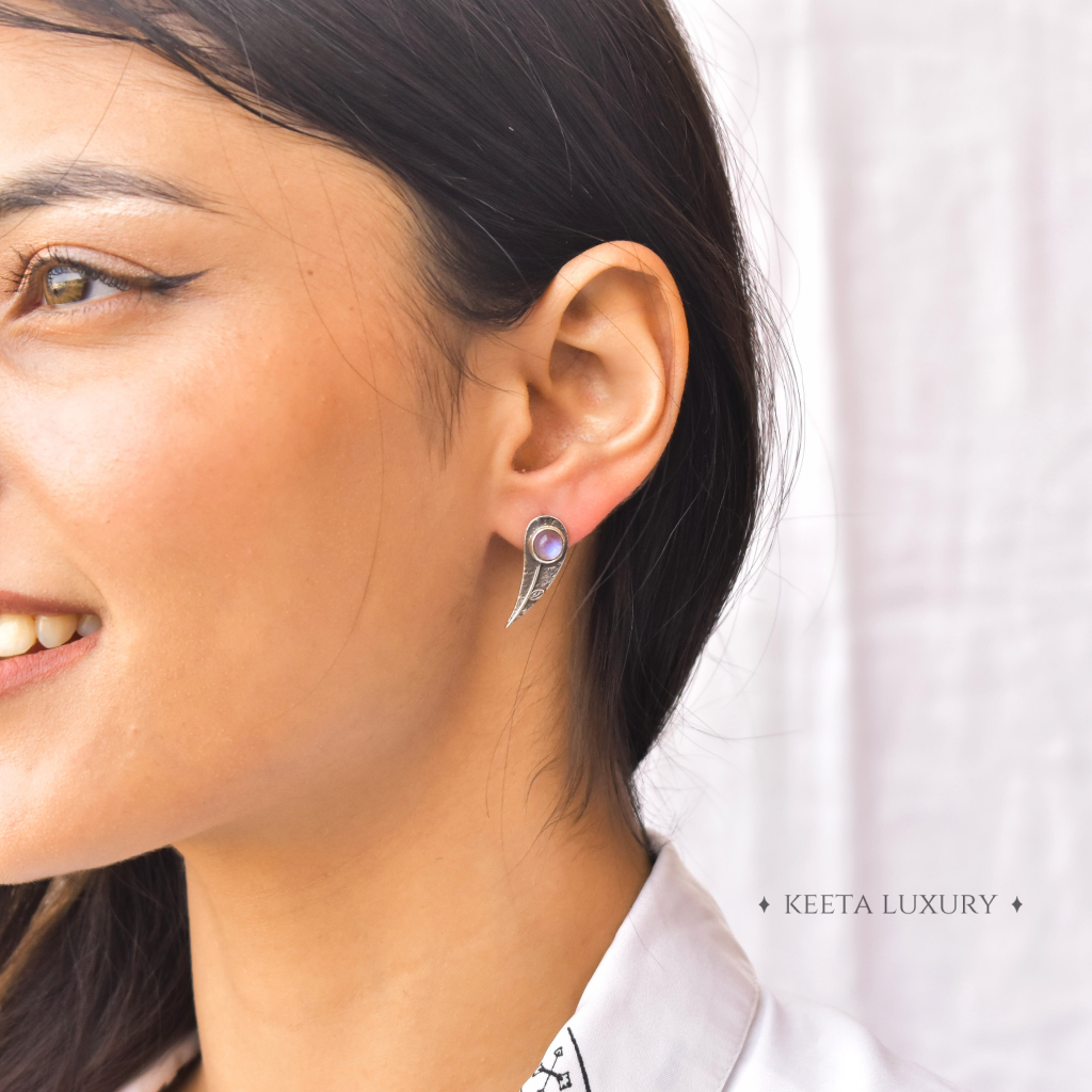 Leaf Bud - Moonstone Earrings -