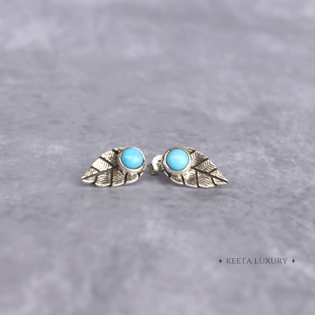 Leaf Lore - Turquoise Studs -