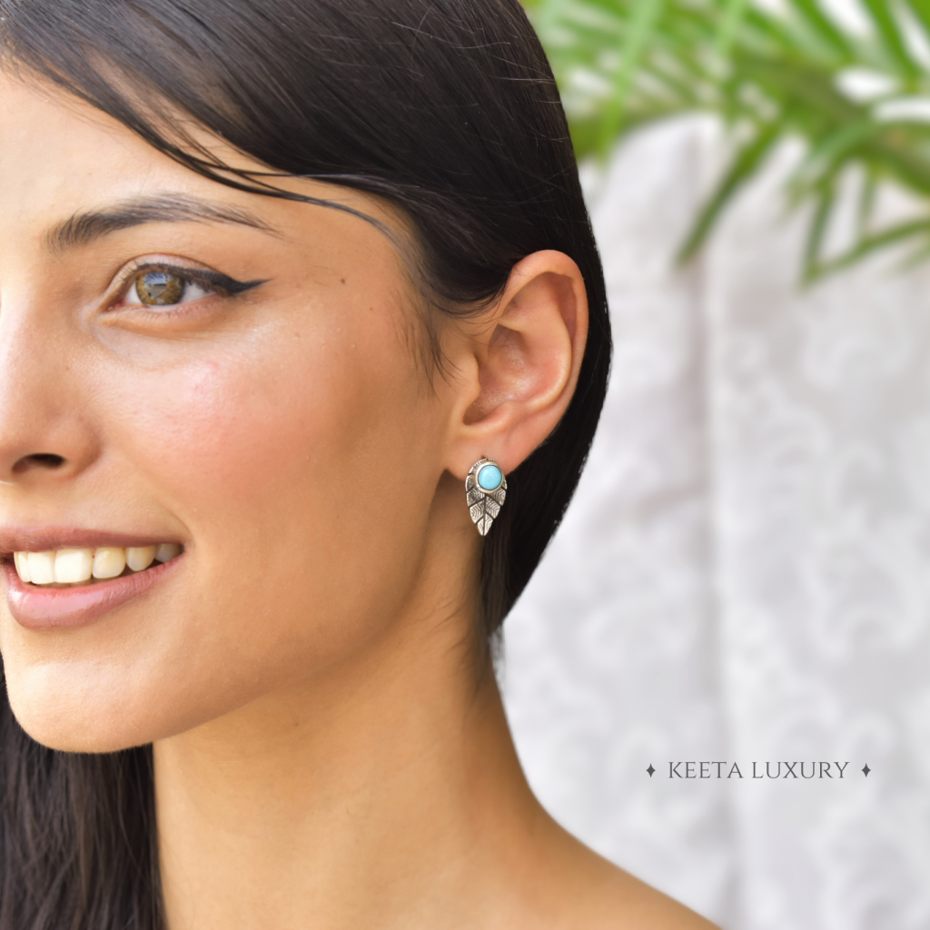 Leaf Lore - Turquoise Studs -