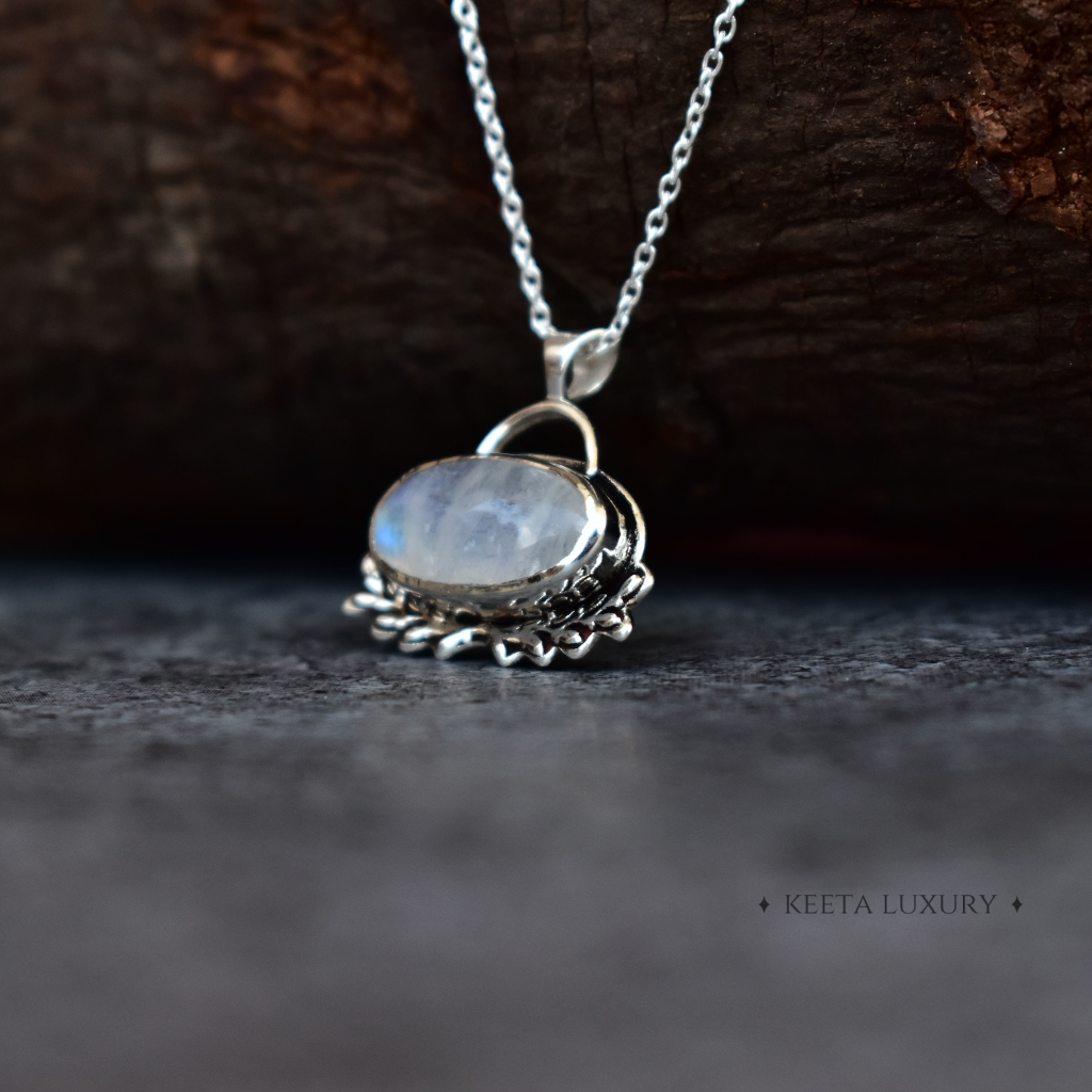 Leaf Spring - Moonstone Necklace -