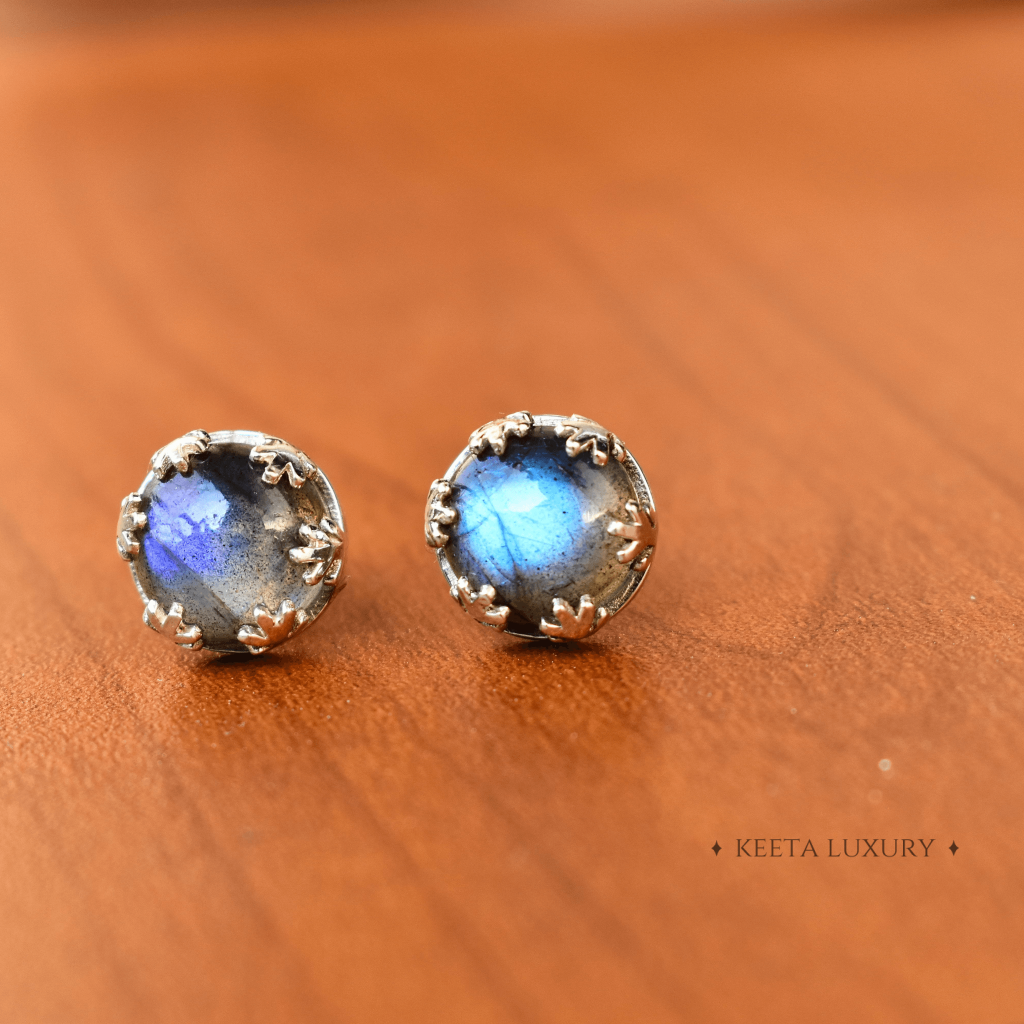Leaf Sunshine - Labradorite Studs -
