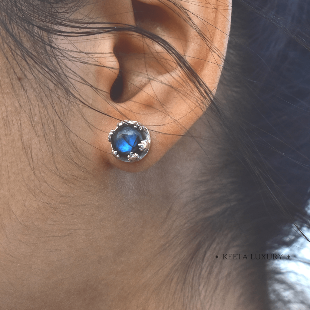 Leaf Sunshine - Labradorite Studs -