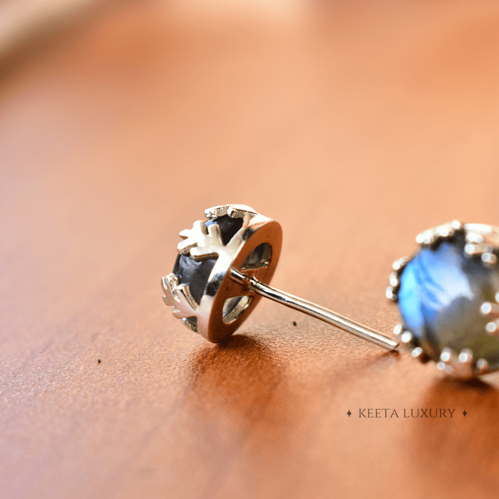 Leaf Sunshine - Labradorite Studs -