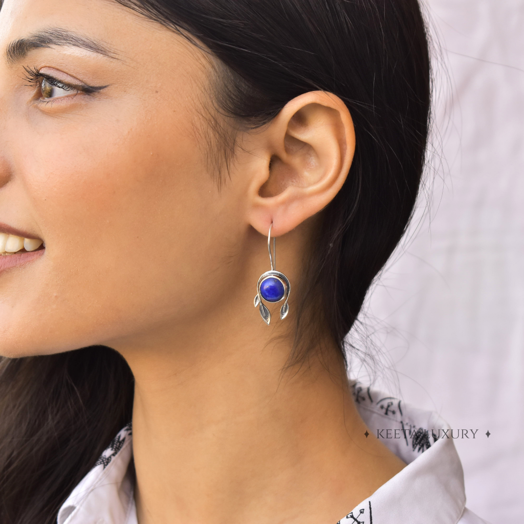 Leafy Exotic - Lapis Earrings -