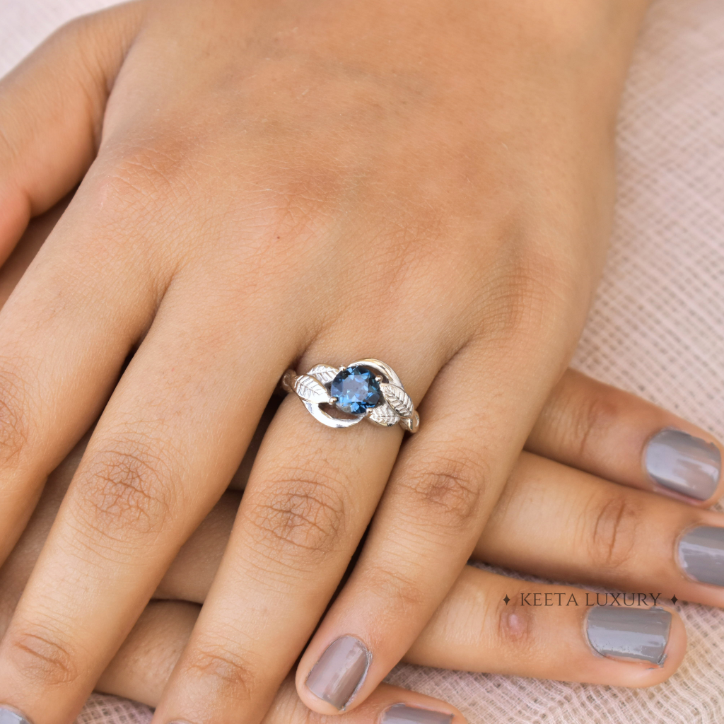 Leafy Fantasy - Blue Topaz Ring -