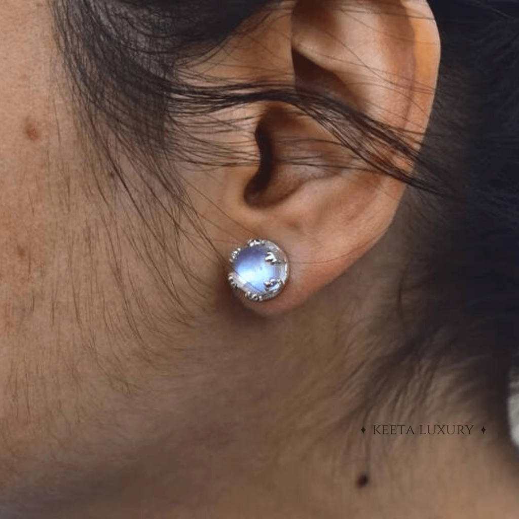 Leafy - Moonstone Studs -