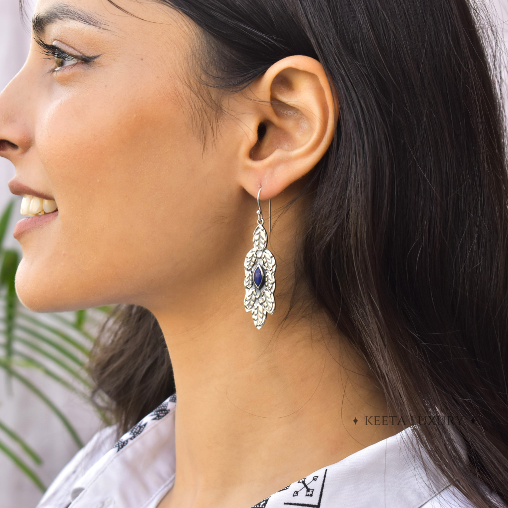 Leafy Wave - Lapis Lazuli Earrings -