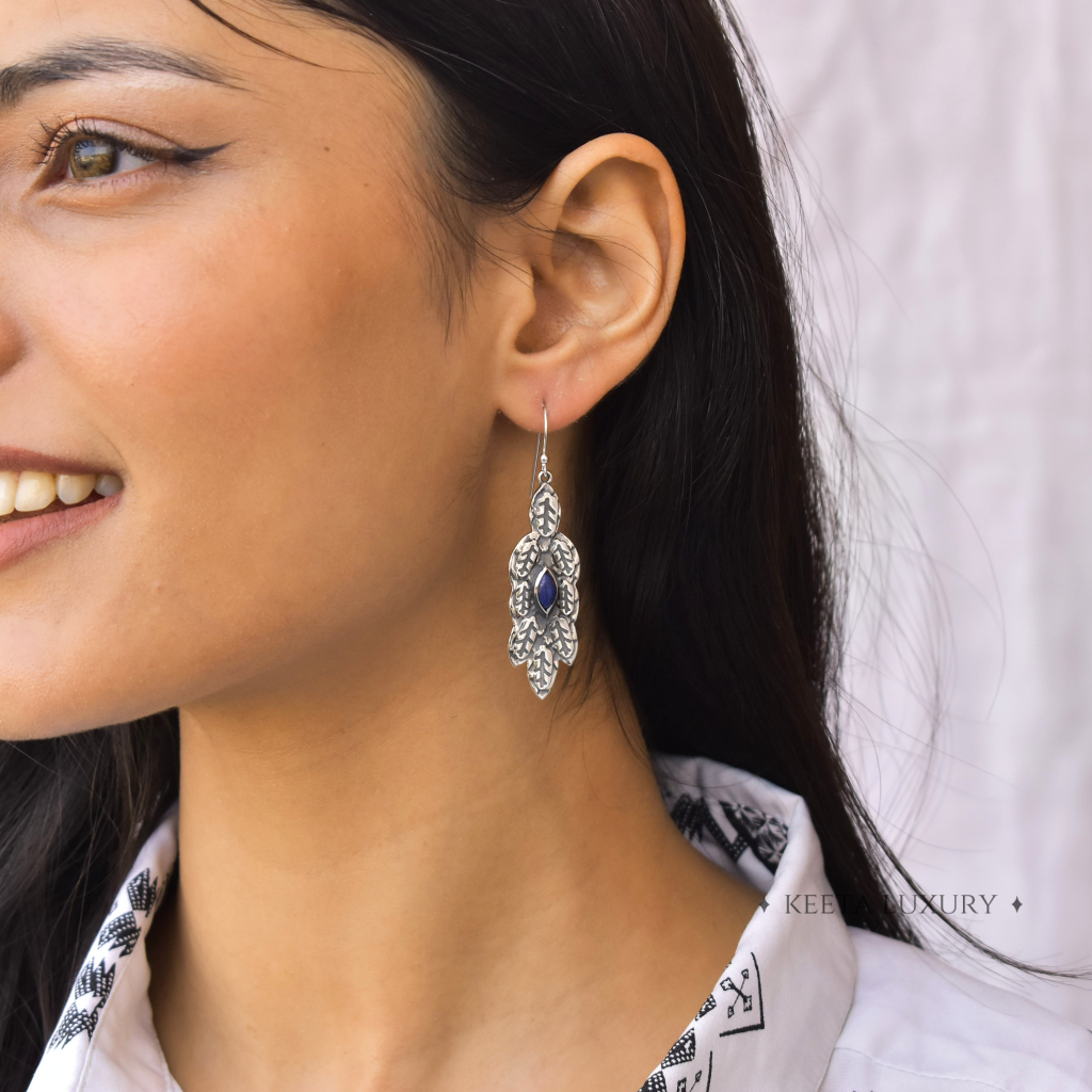 Leafy Wave - Lapis Lazuli Earrings -