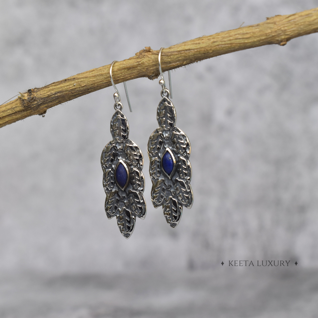 Leafy Wave - Lapis Lazuli Earrings -