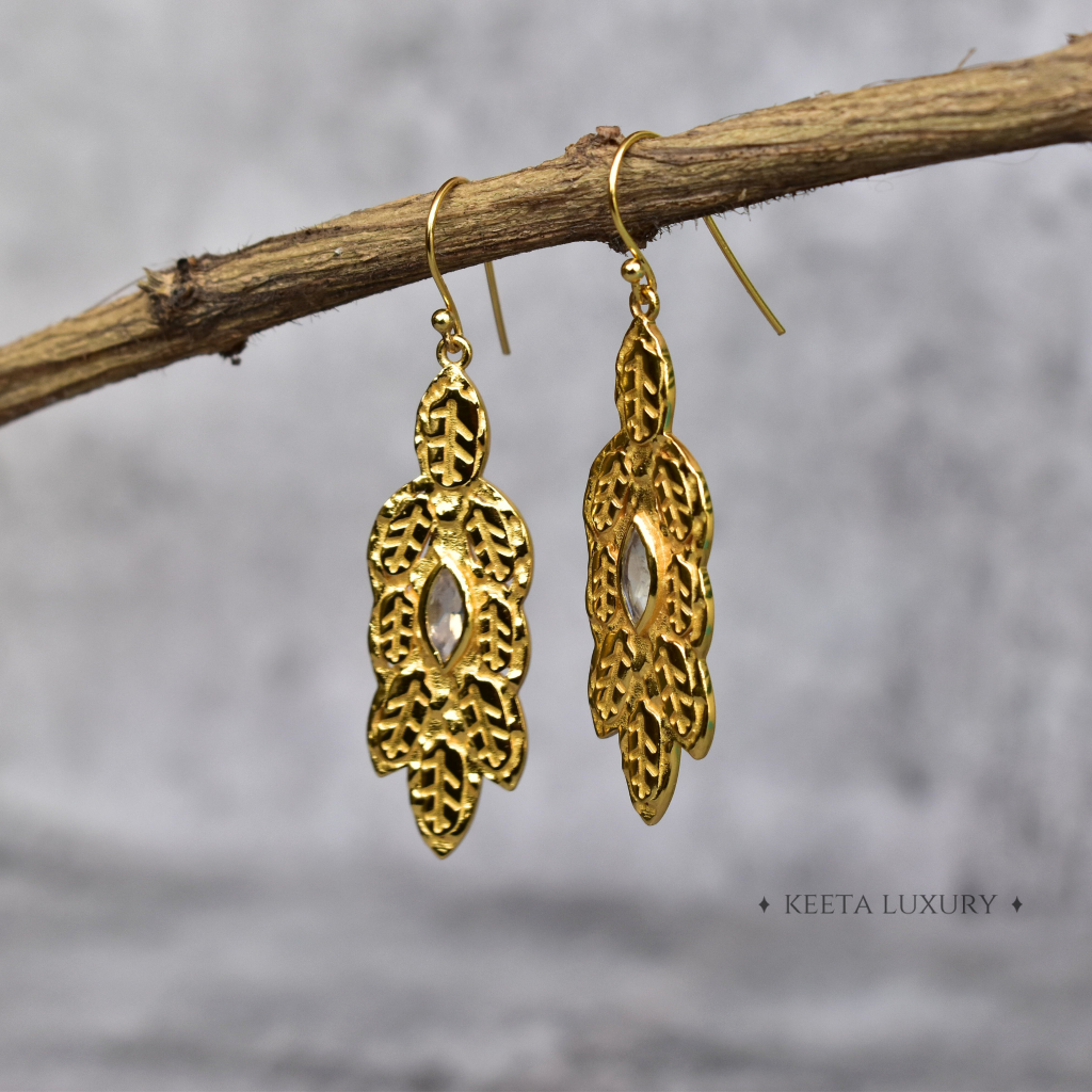 Leafy Wave - Moonstone Earrings -