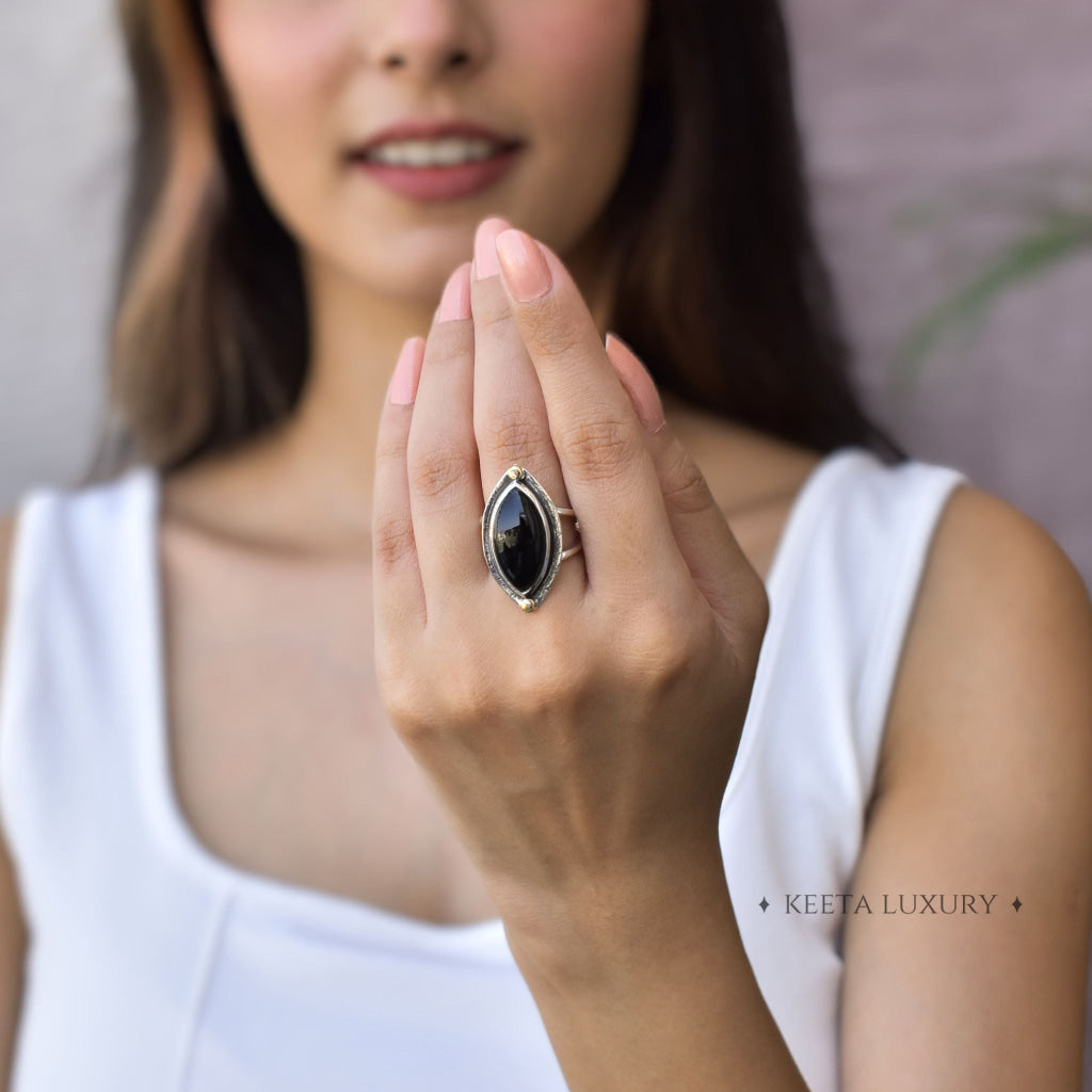 Marquise Beauty - Black Onyx Ring -