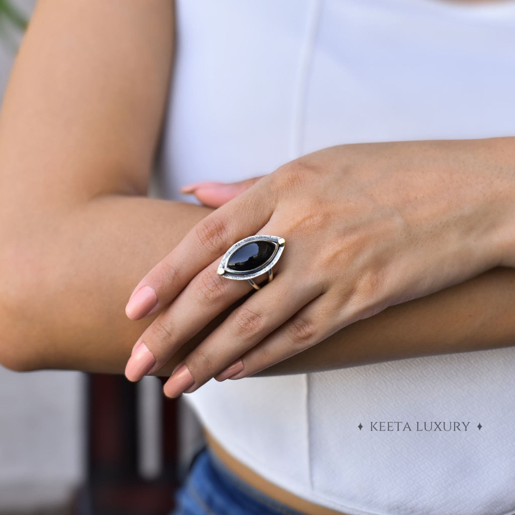 Marquise Beauty - Black Onyx Ring -