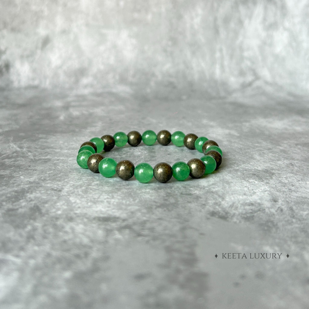 Money Magnet - Green Aventurine & Pyrite Bracelet bracelets
