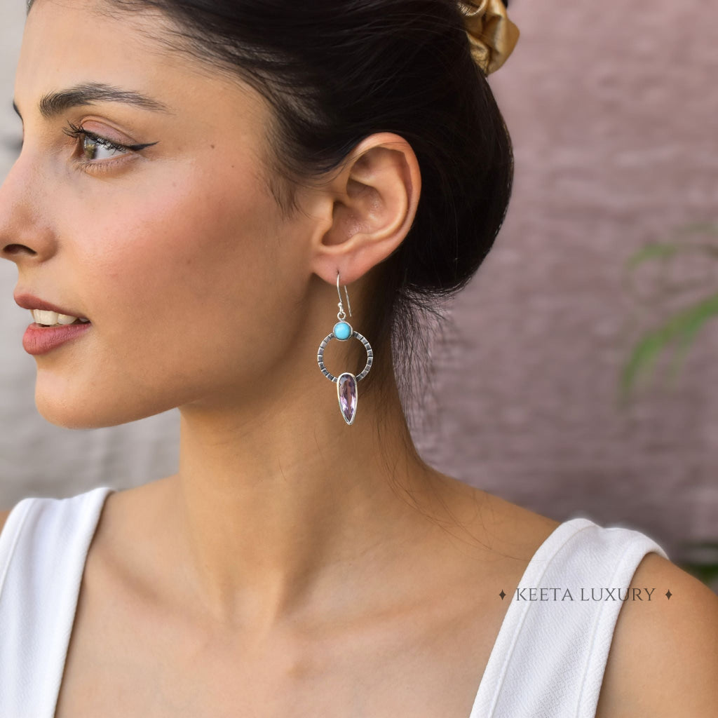 Nature Fusion - Amethyst & Turquoise Earrings -