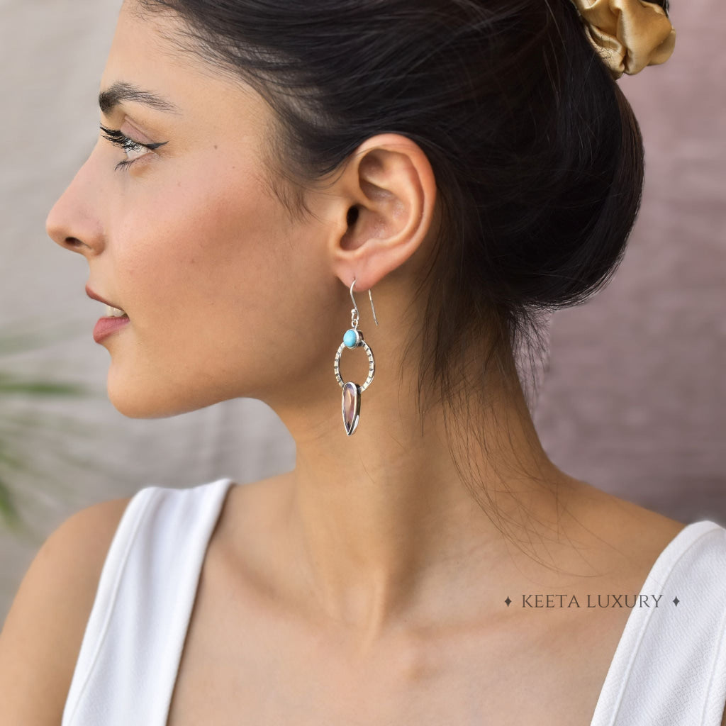 Nature Fusion - Amethyst & Turquoise Earrings -
